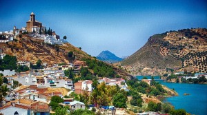 Iznajar with Castle, Church and Lake Iznajar Bridge